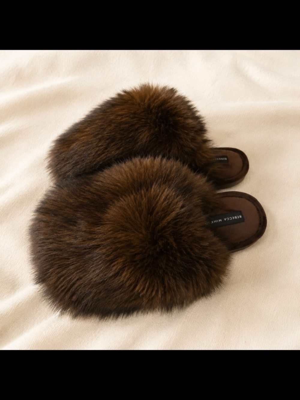 Rebecca Minkoff brown fur medium size new slippers - Picture 3 of 5